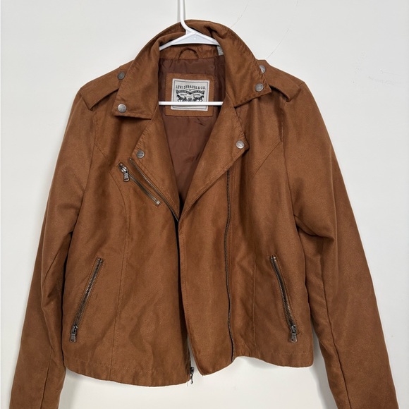Levi's Jackets & Blazers - Levi's Chestnut Brown Suede-Feel Moto Jacket